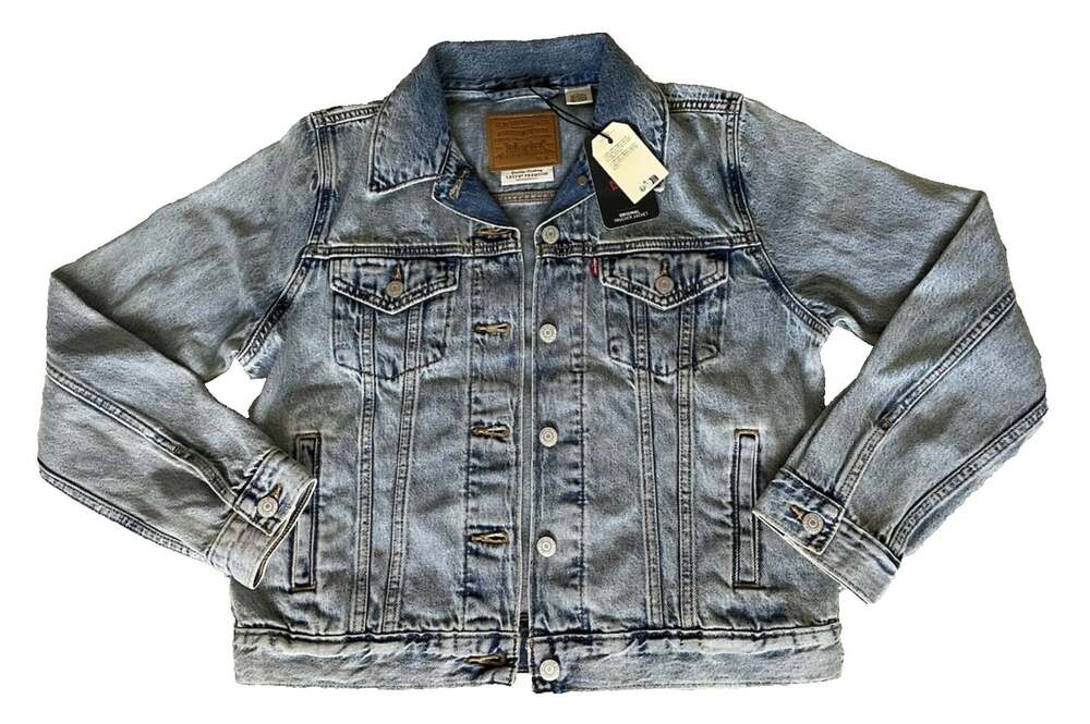 New Levi's Premium Womens M Original Trucker Denim Blue Jean Jacket Pockets NWT